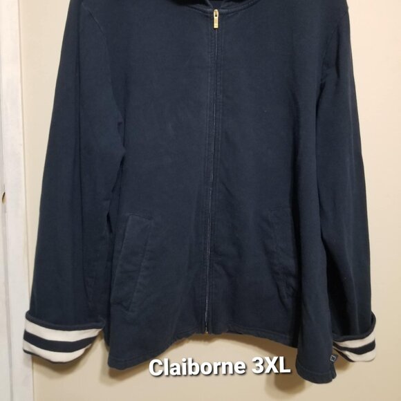 Liz Claiborne Hoodie Plus size 3XL Navy White Full Zip Nautical - Picture 2 of 4